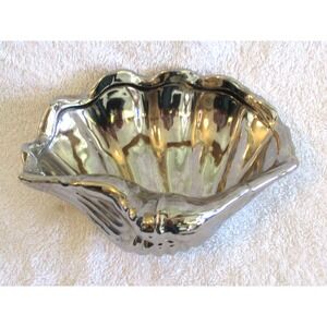 Silver Chrome Clam Shell Bowl Decorative Dish Coastal Nautical Home Decor